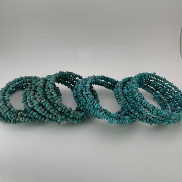 Turquoise and Silver Coil Bracelets - Picture 2 of 5